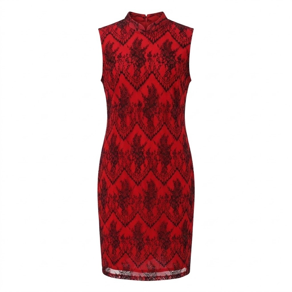 red dress black lace overlay New York & Company | Dresses | Nyco Xl Sheath Whimsigoth Romantic Coquette Vamp Pant Style:Formal Pant Without Waist Adjustable this gown engages with BRIDE EXPLORE Petite Boma Cutout Ankle Length